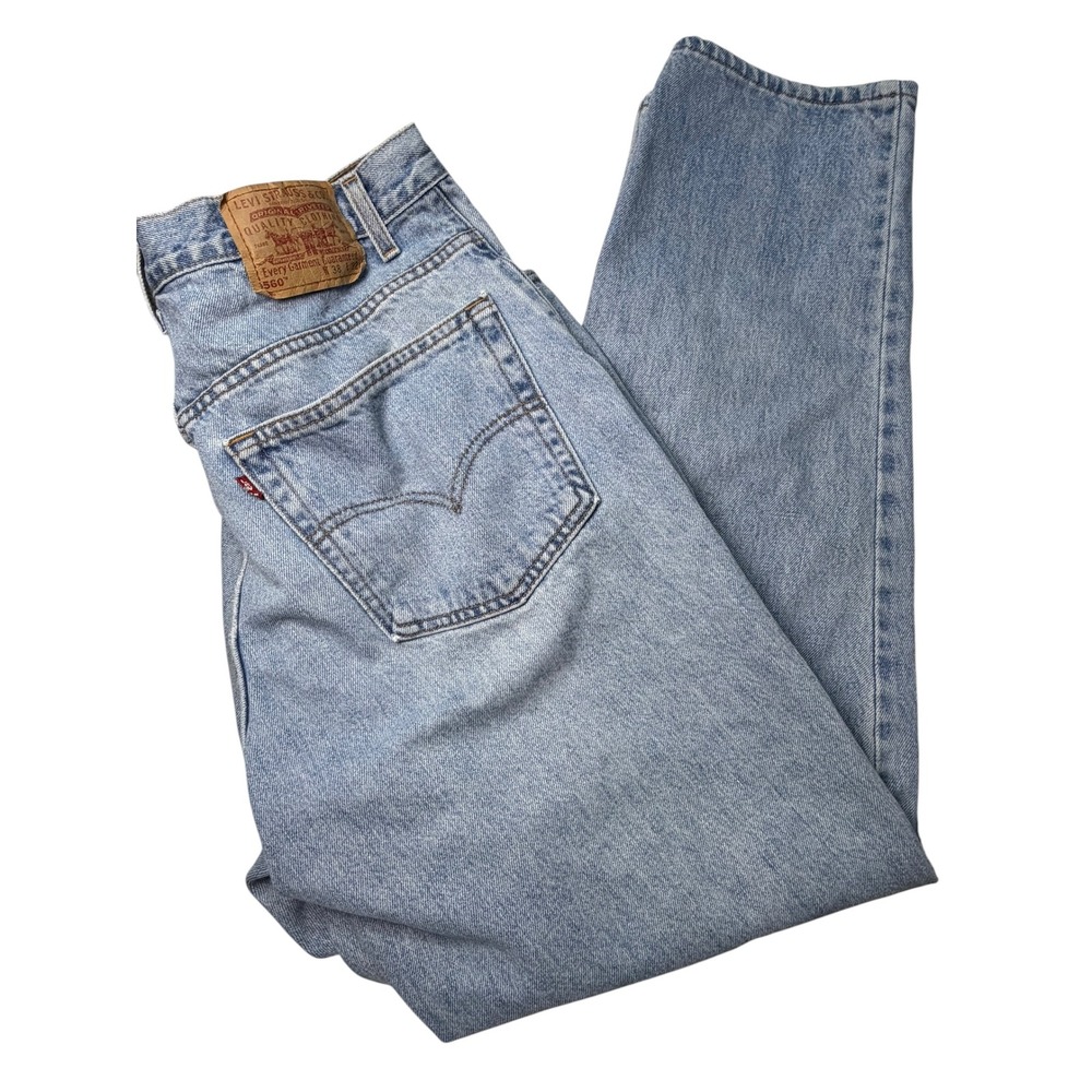 Levis 560 Mens 38x32 Vintage Loose Tapered‎ Leg Light Wash Blue Jeans USA Made
